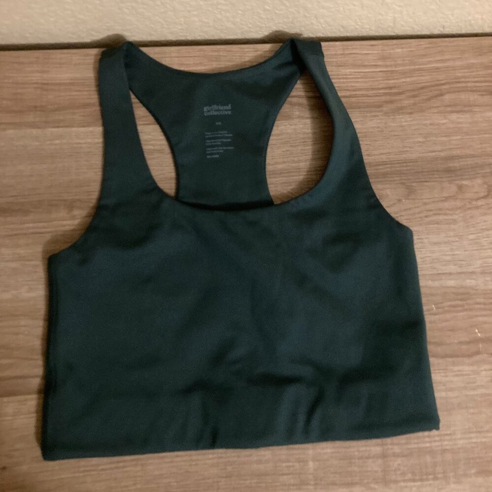Girlfriend Collective Dark Forest Green Sports Bra XS Xtra Small Polyester Blend
